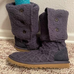 UGG Ivory Lattice Knit Purple Boots
